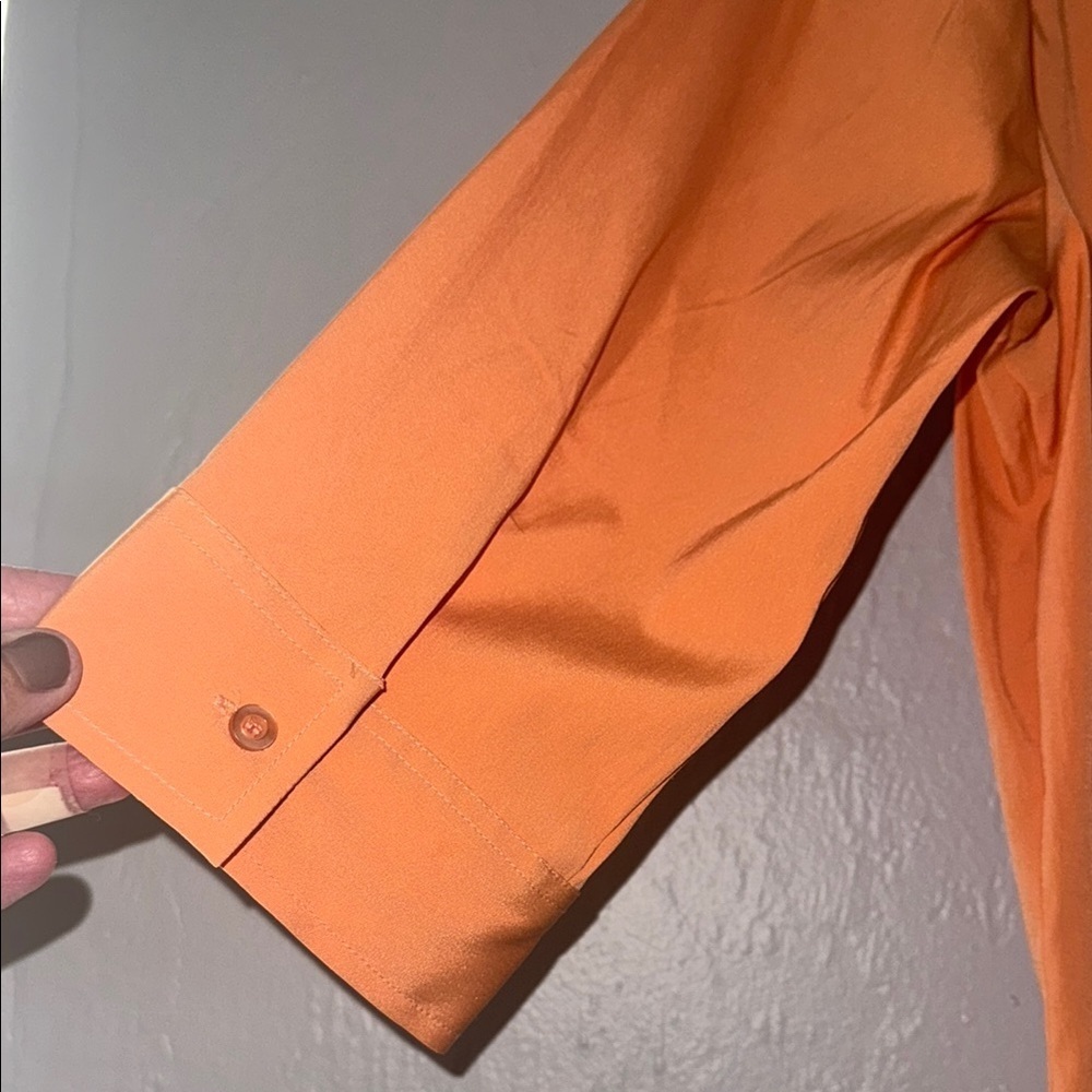 DC Orange Button Down Shirt with Notched Collar and 3/4 Sleeves 51 - Picture 5 of 8
